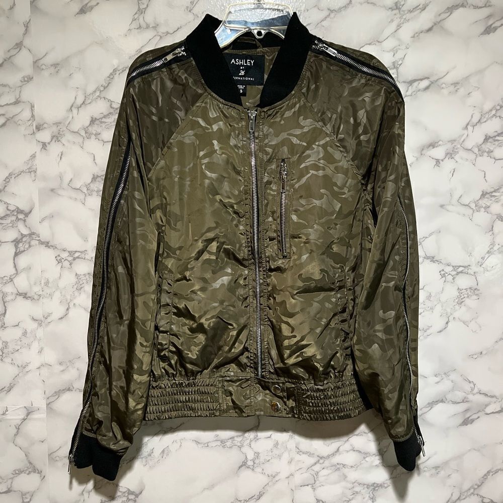 Ashley by 26 International Camo Bomber Jacket with Zip Detail